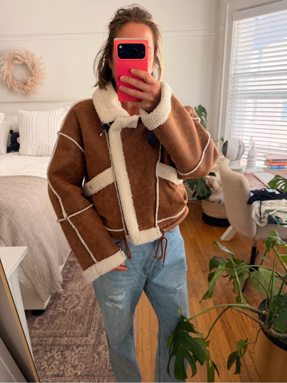 Blank NYC Tan and Cream Teddy Jacket